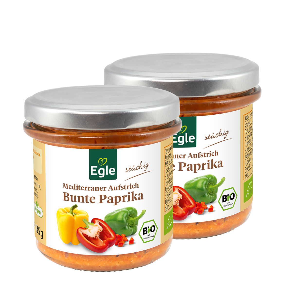 BIO Mediterraner Aufstrich Bunte Paprika, 2 x 135 g