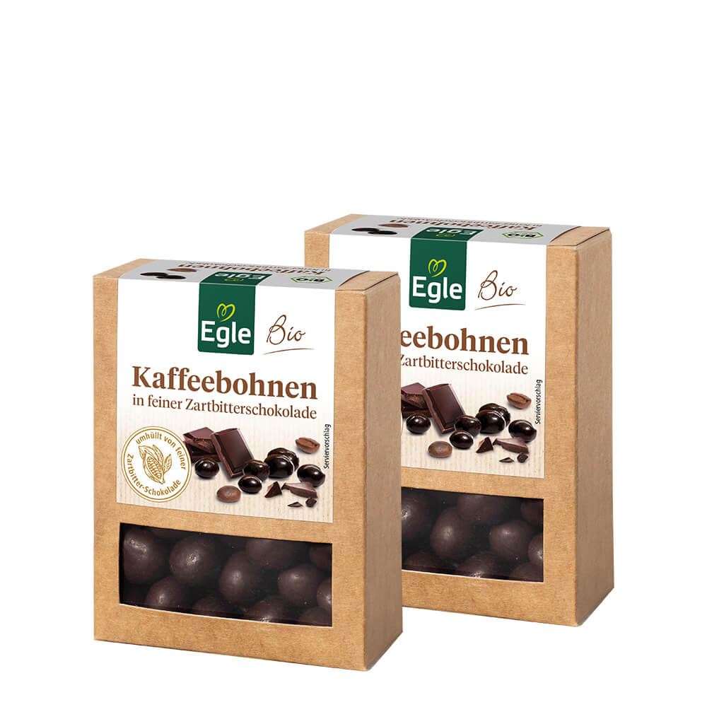 Bio Kaffeebohnen in feiner Zartbitterschokolade, 2 x 75 g