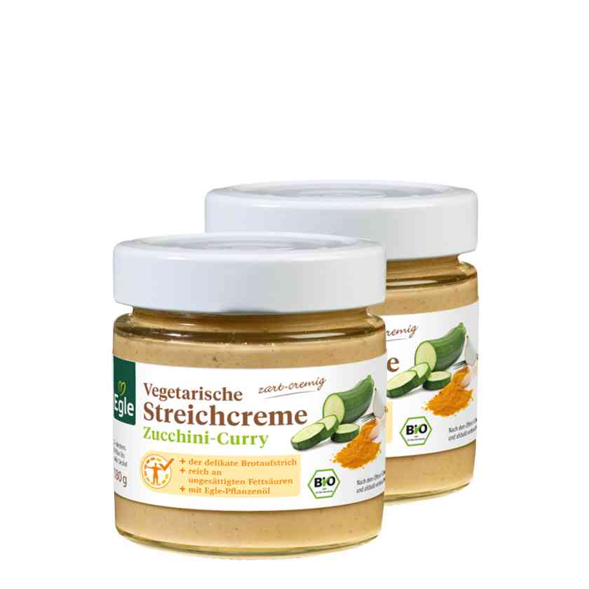 BIO Vegetarische Streichcreme Zucchini-Curry, 2 x 180 g