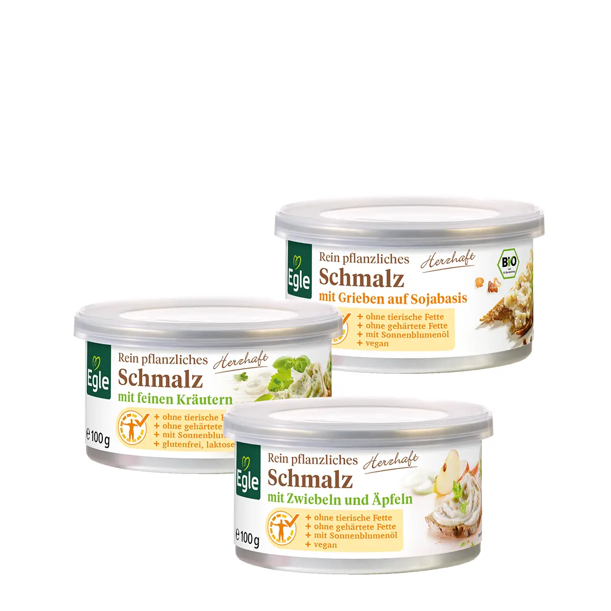 Pflanzliches BIO Schmalzpaket, 3 x 100 g