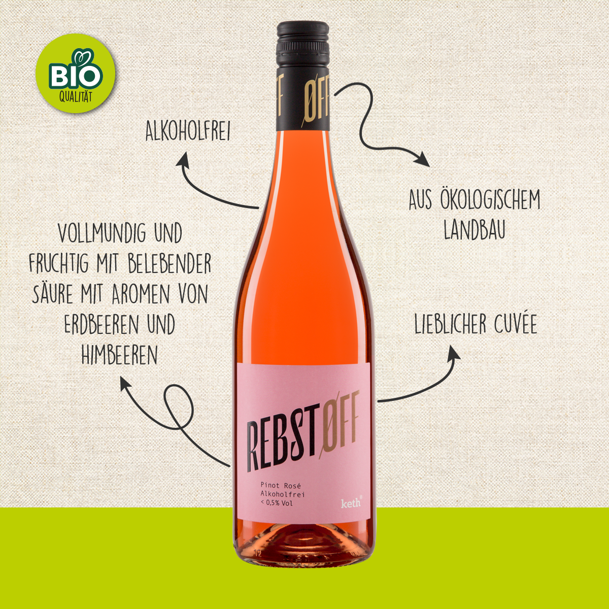 BIO Pinot Rosé alkoholfrei REBSTOFF 2025 Keth 0,75 l