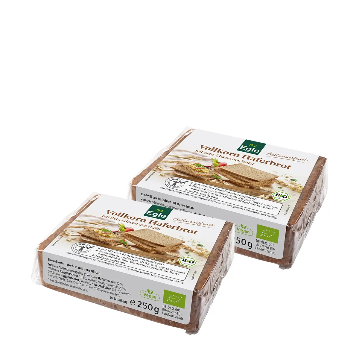 BIO Vollkorn-Haferbrot, 2 x 250 g