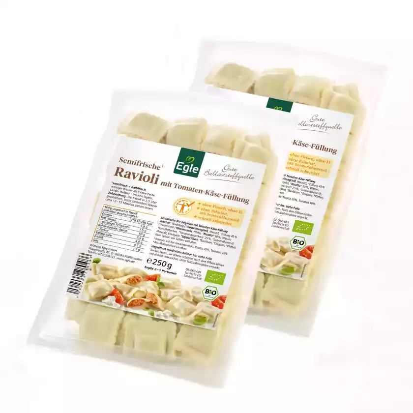 BIO Ravioli mit Tomaten-Käse-Füllung, 2 x 250 g