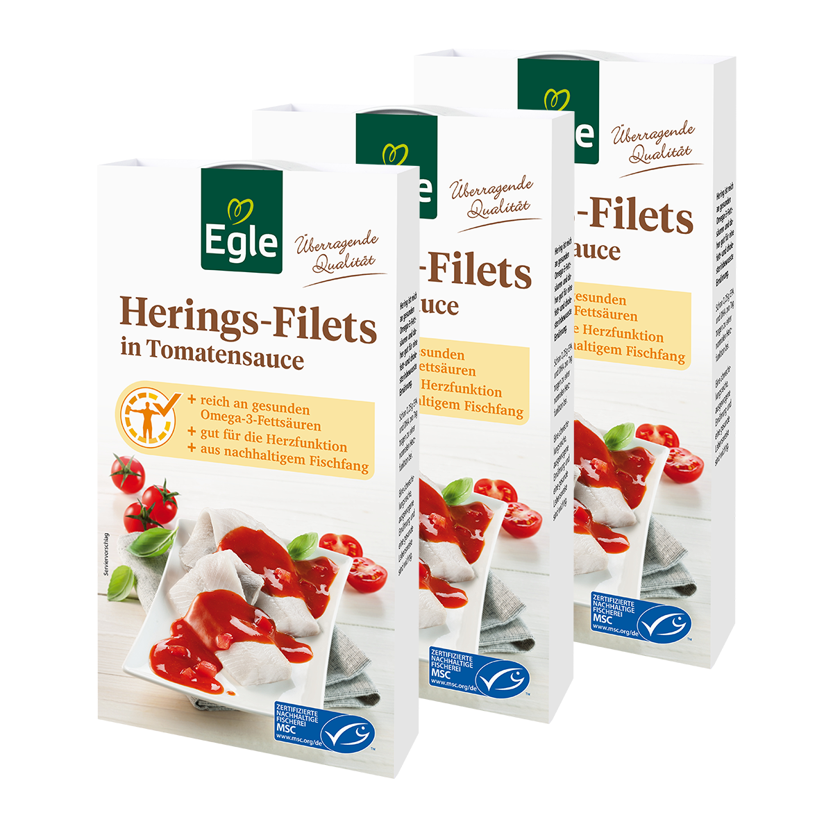 Heringsfilets in Tomatensauce, 3 x 190 g