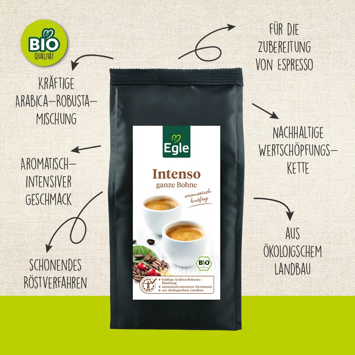 BIO Kaffee "Intenso" ganze Bohne, 250 g