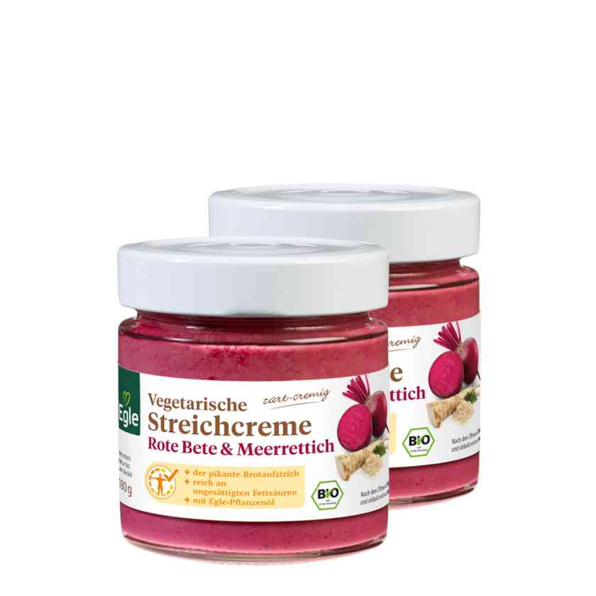 BIO Vegetarische Streichcreme Rote Bete & Meerrettich, 2 x 180 g