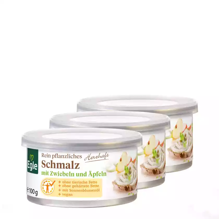 BIO Pflanzliches Schmalz mit Zwiebeln und Äpfeln, 3 x 100 g