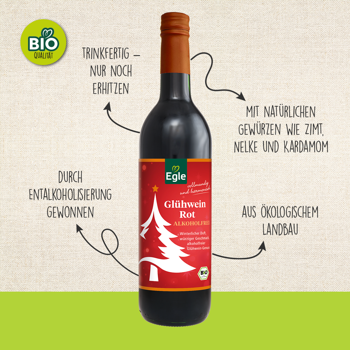 BIO Glühwein Rot alkoholfrei, 0,735 l