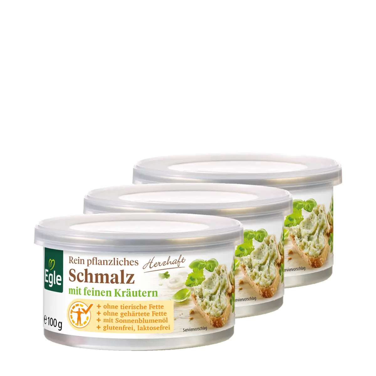 BIO Pflanzliches Schmalz mit Kräutern, 3 x 100 g
