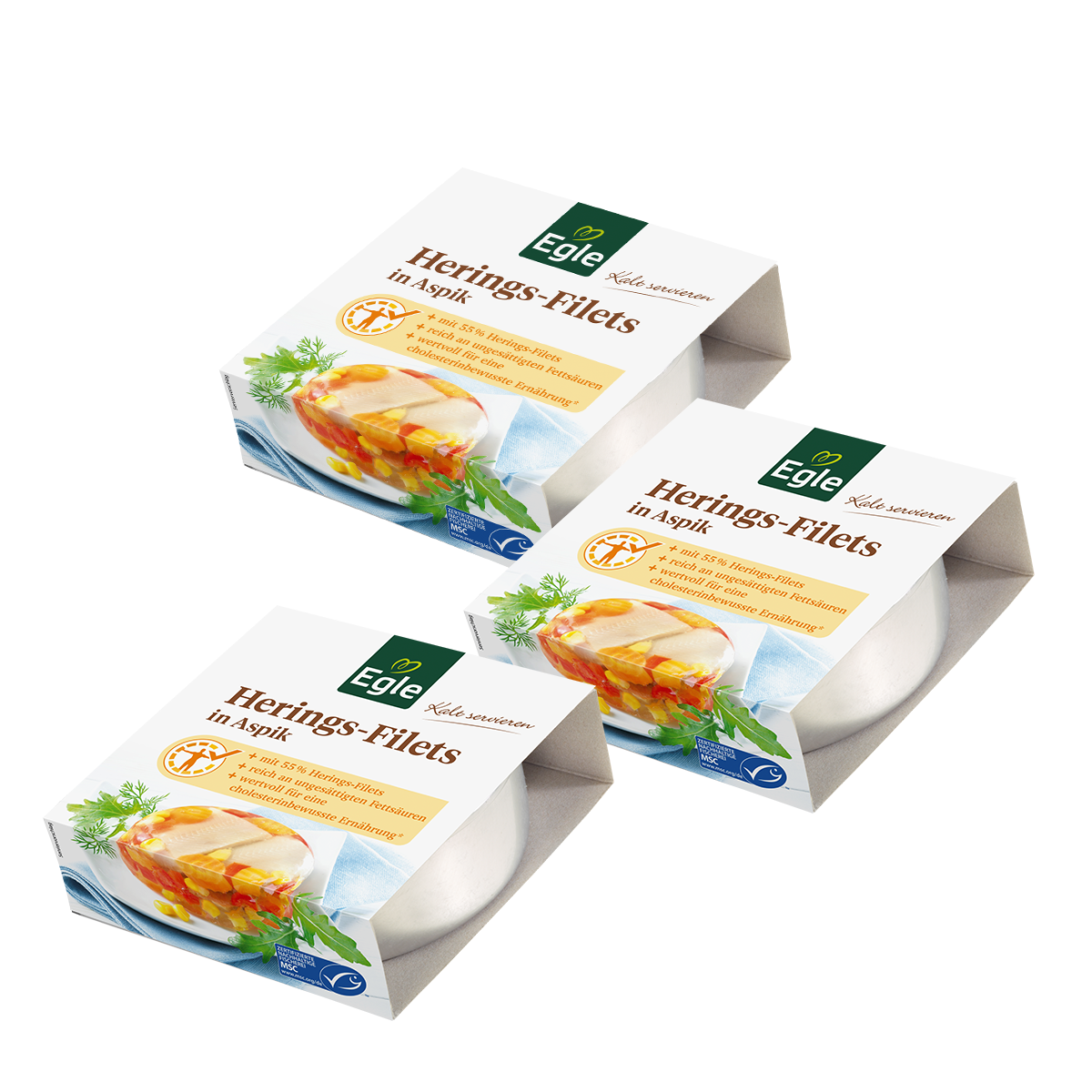 Heringsfilets in Aspik, 3 x 200 g