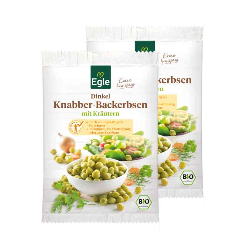 BIO Dinkel-Knabber-Backerbsen Kräuter, 2 x 100 g