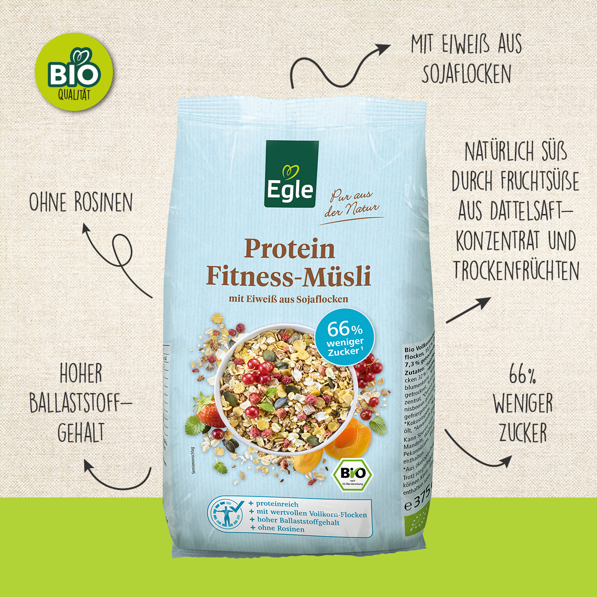 BIO Protein-Fitness-Müsli, 375 g