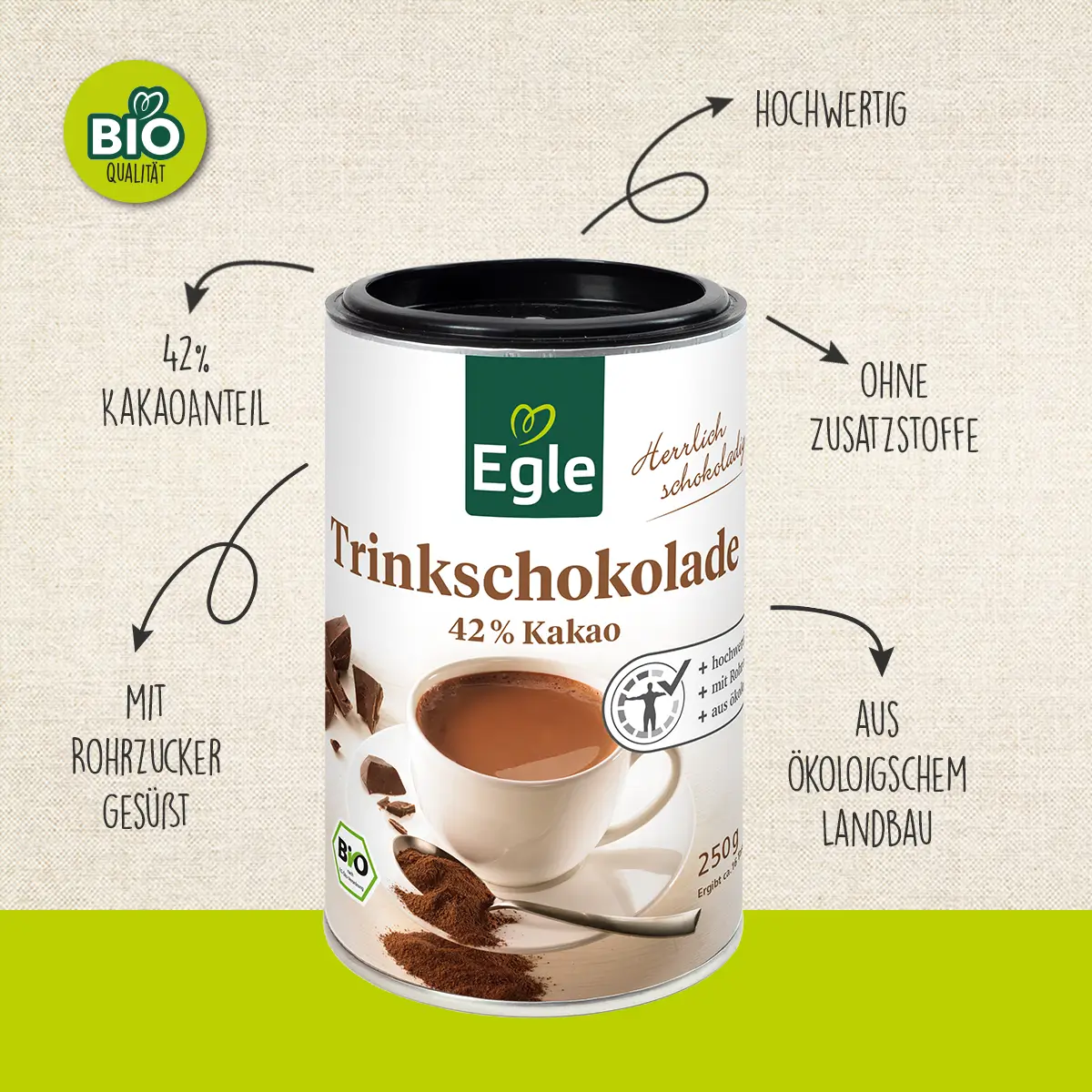 BIO Trinkschokolade, 250 g