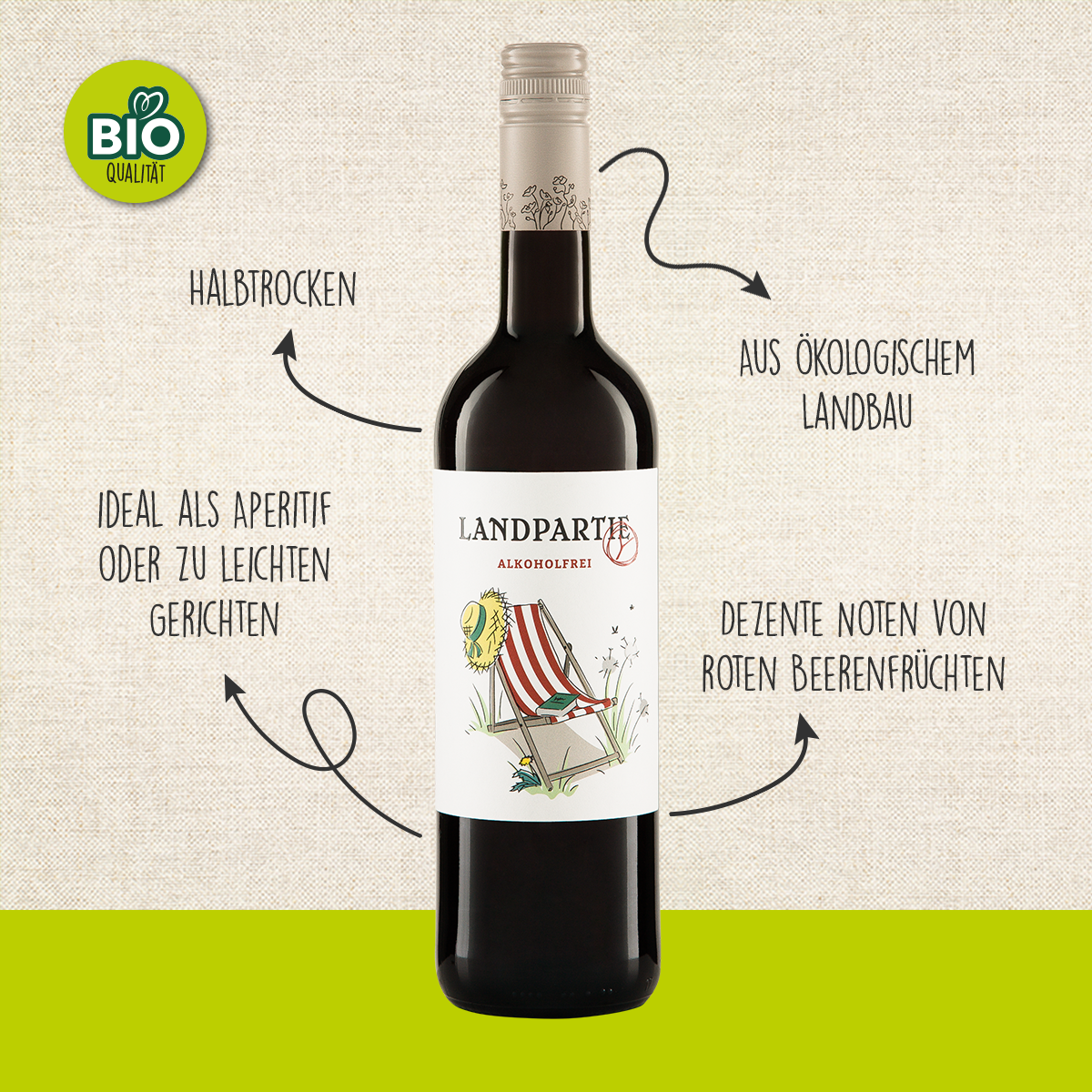 BIO Alkoholfreier Rotwein Landparty, 0,75 l