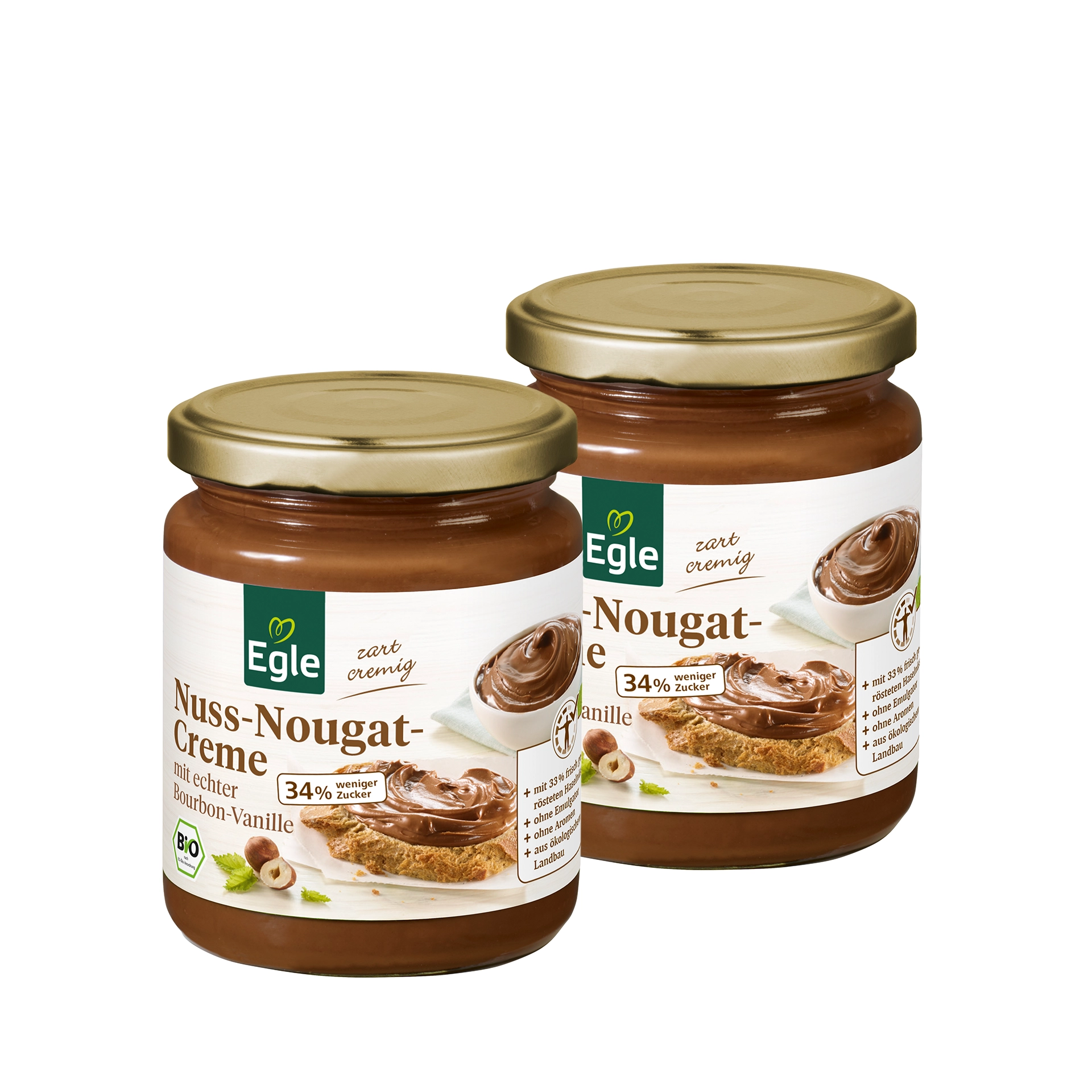 BIO Nuss-Nougat-Creme, 2 x 250 g
