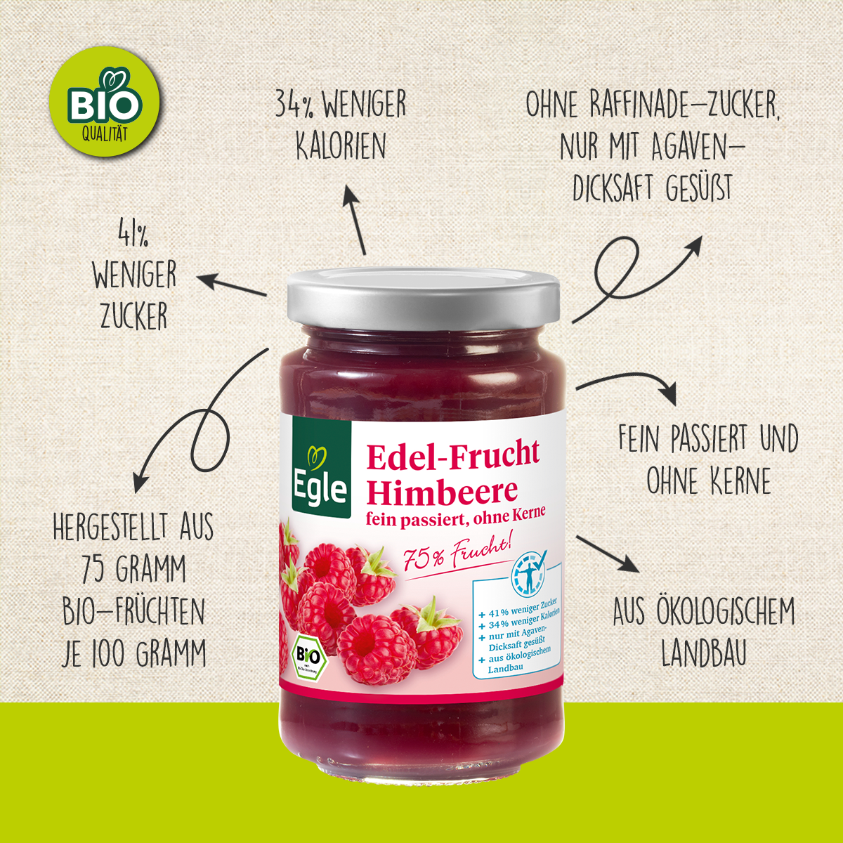 BIO Edel-Frucht Himbeere ohne Kerne, 250 g