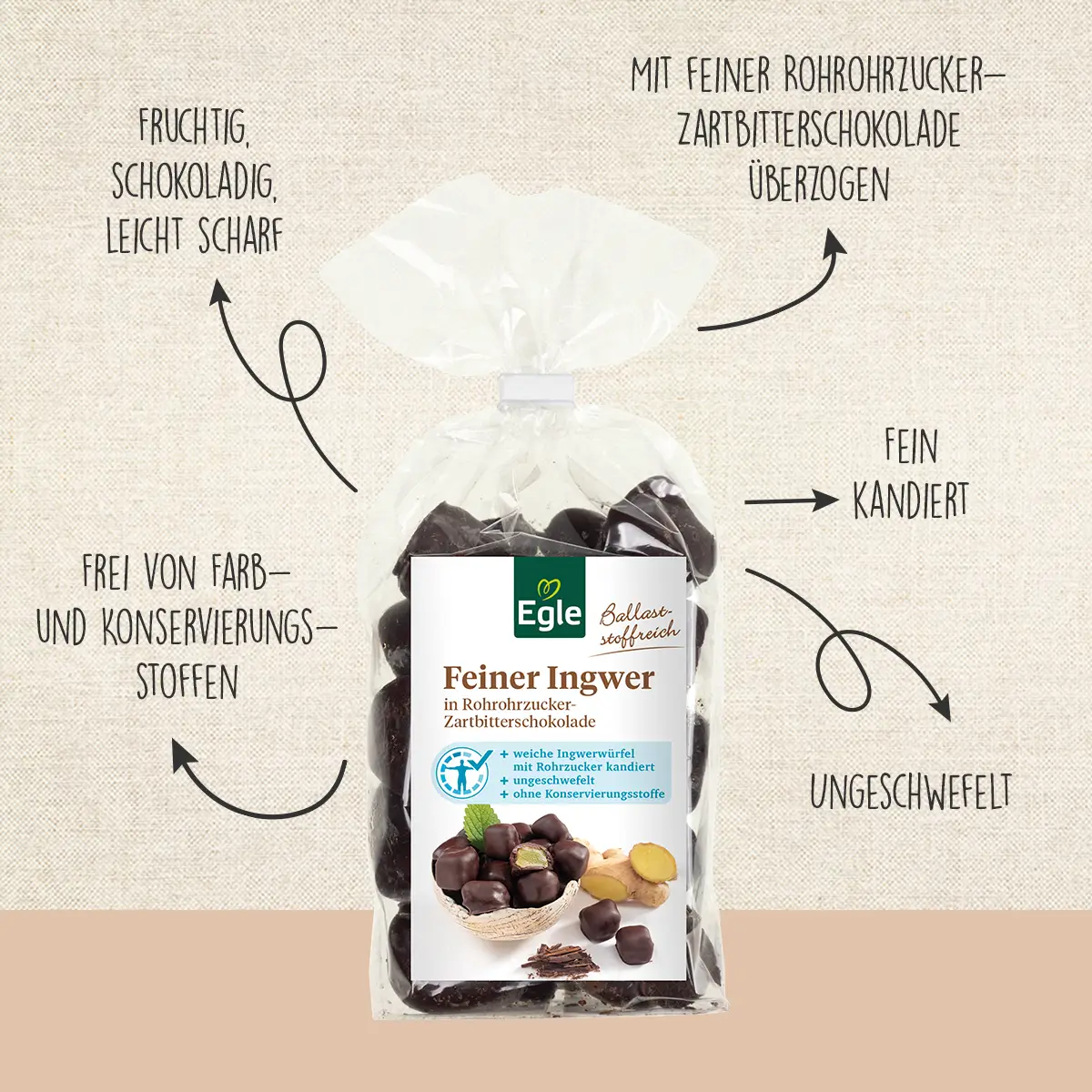 Ingwer in Schokolade, 250 g