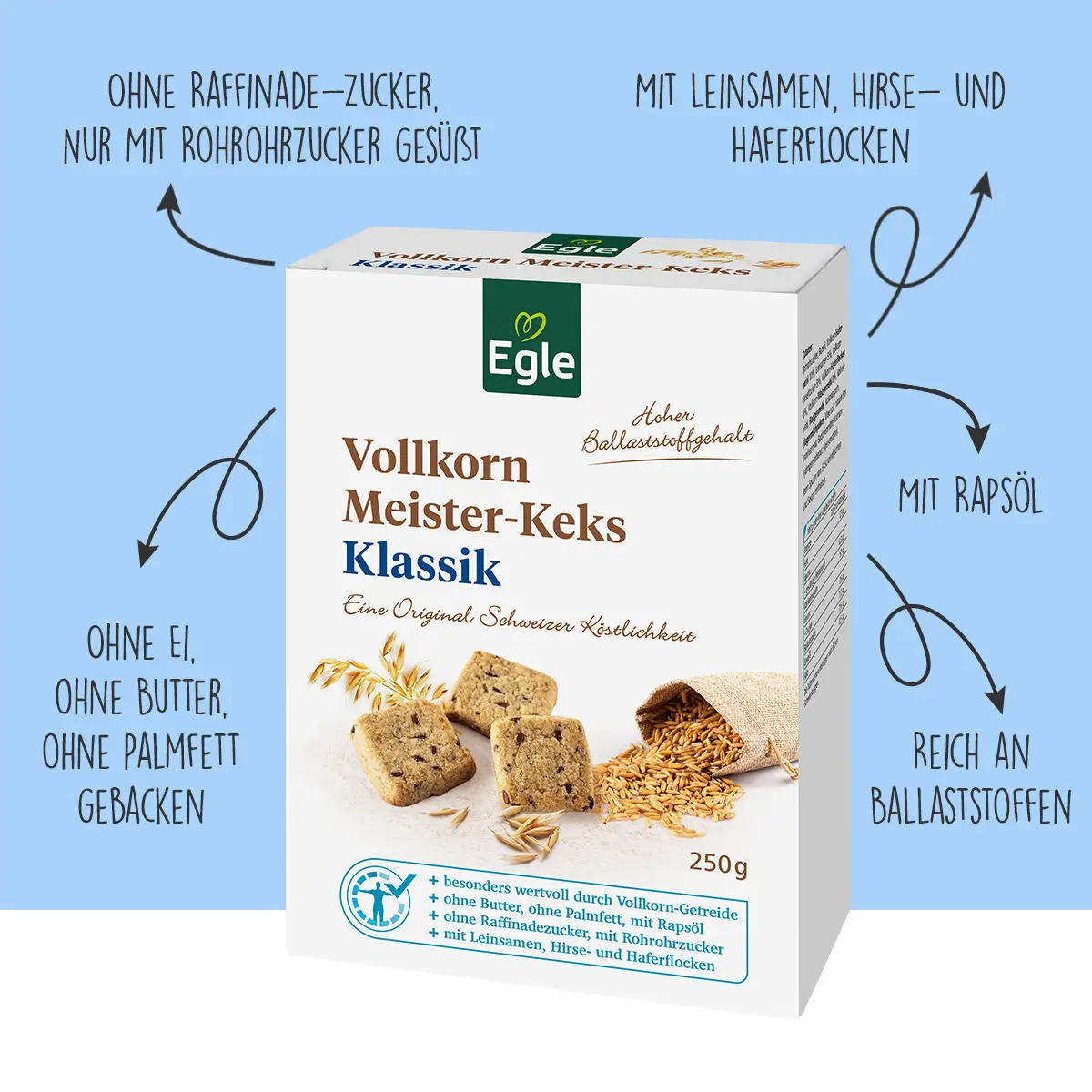 Vollkorn-Meisterkeks Klassik, 2 x 250 g