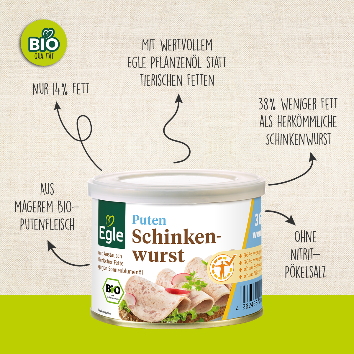 BIO Puten-Schinkenwurst, 200 g
