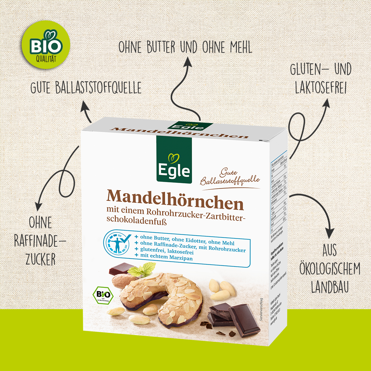 BIO Mandelhörnchen, 2 x 150 g