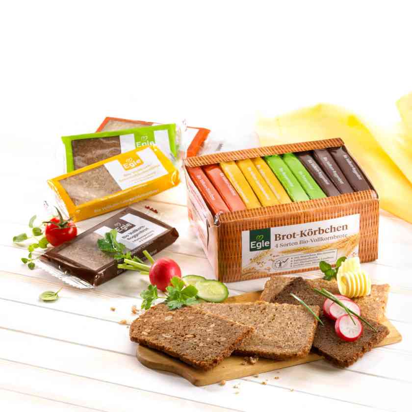 BIO Brotkörbchen mit 4 Vollkorn-Brotsorten, 2 x 500 g
