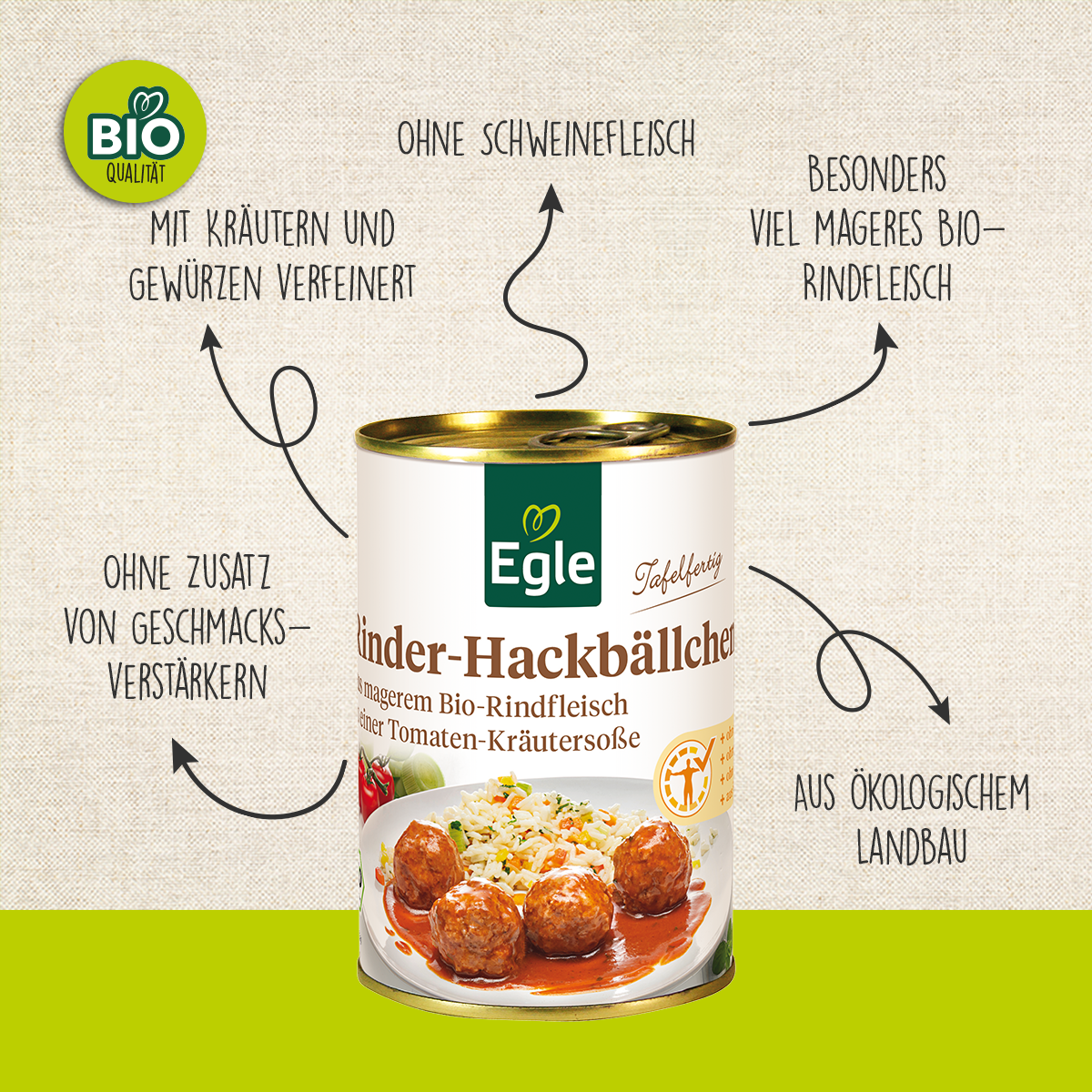 BIO Rinder-Hackbällchen in Tomatensauce, 400 g