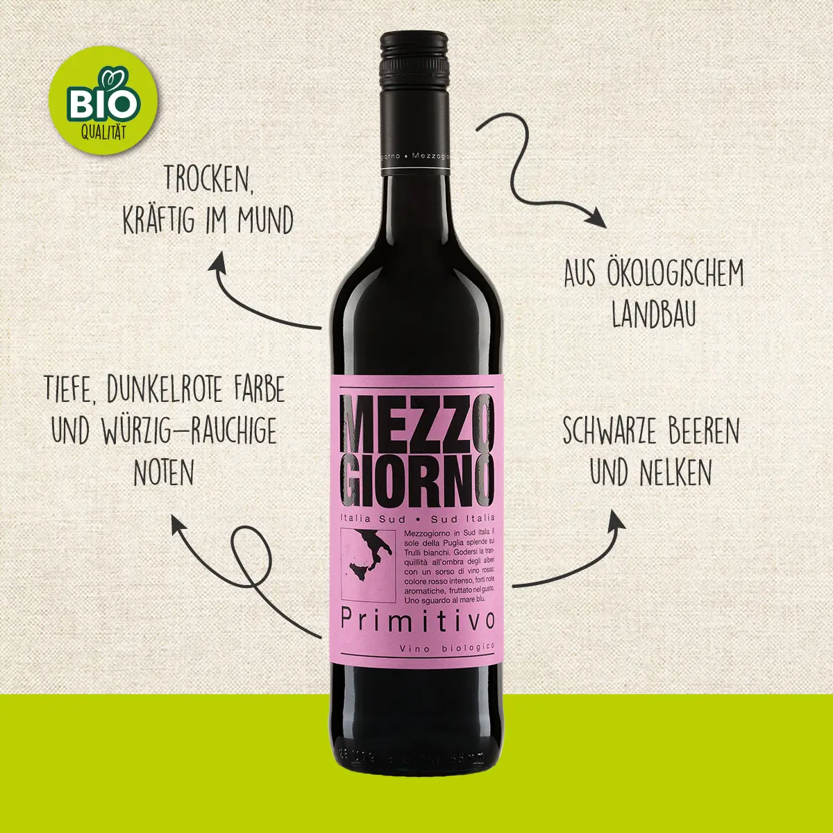 BIO Mezzogiorno Primitivo, 0,75 l