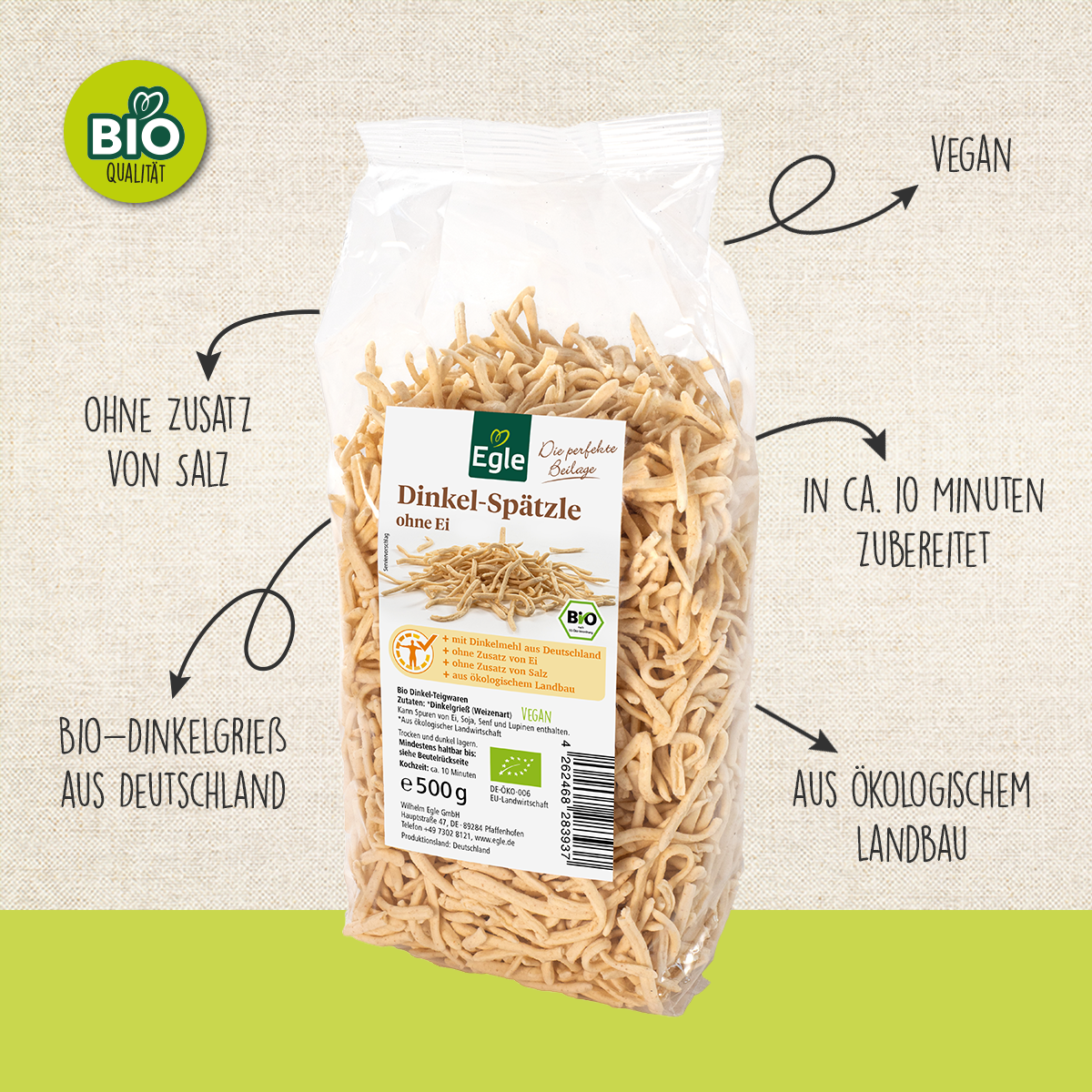 BIO Dinkel-Spätzle, 500 g