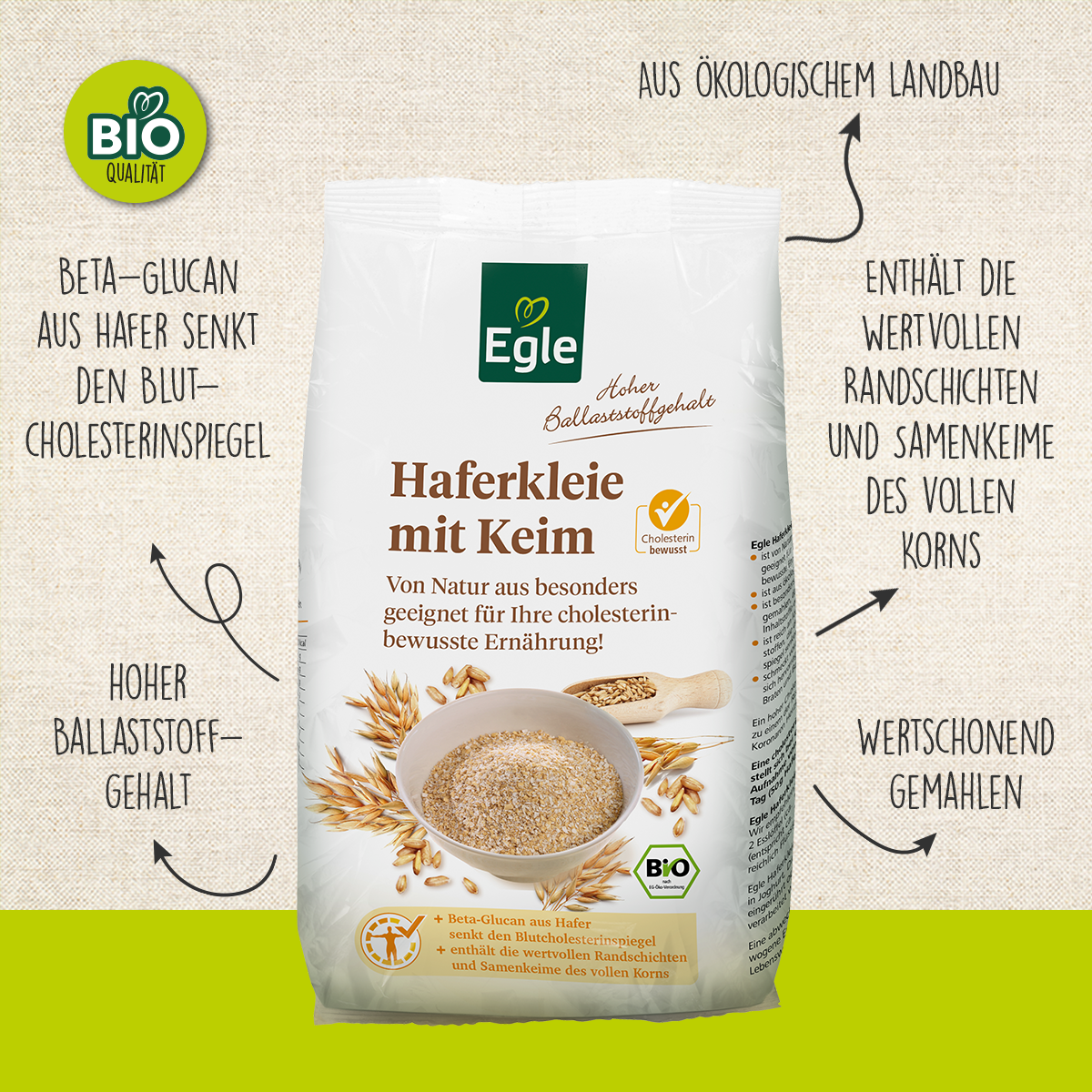 BIO Haferkleie, 2 x 500 g