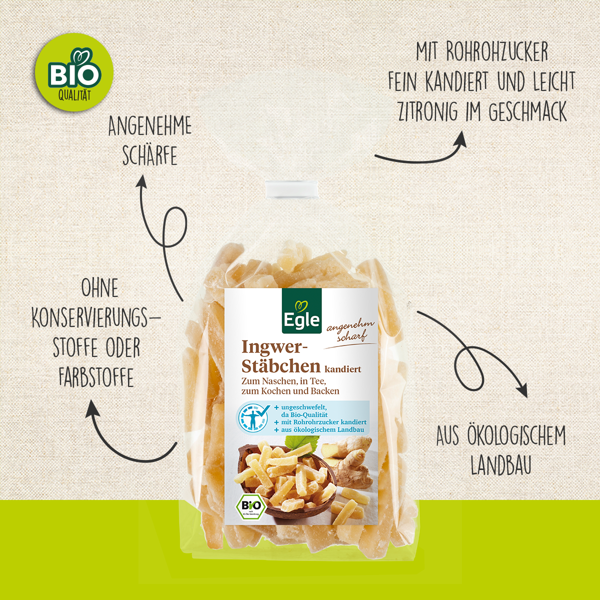 BIO Ingwerstäbchen, 250 g